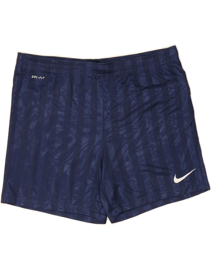 NIKE Mens Dri Fit Sport Shorts Medium  Navy Blue Striped Polyester Vintage Nike and Second-Hand Nike from Messina Hembry 