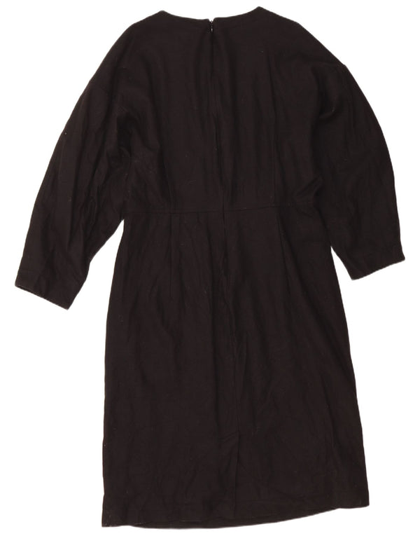 Cos Robe droite à manches longues pour femme EU 44 XL Laine noire
