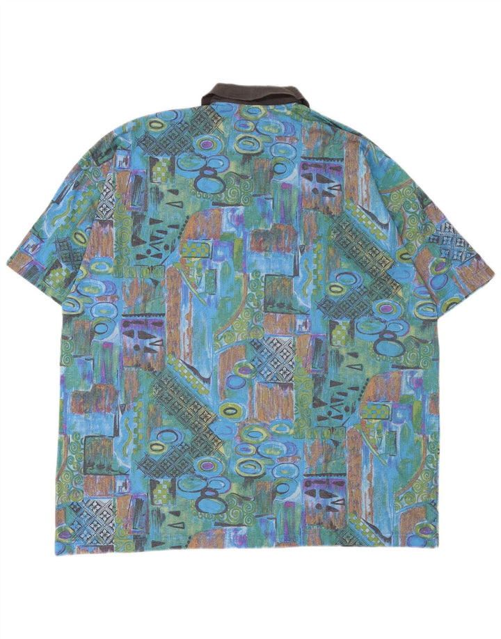 VINTAGE Polo Homme UK 45/46 2XL Multicolore Patchwork Coton