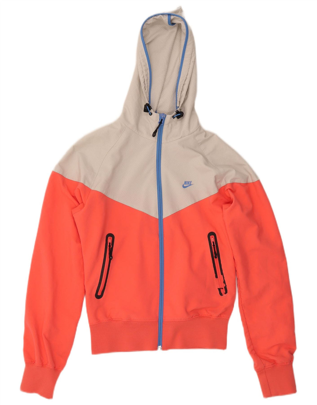 Nike Veste bomber à capuche pour femme UK 10 Petit coton color block orange