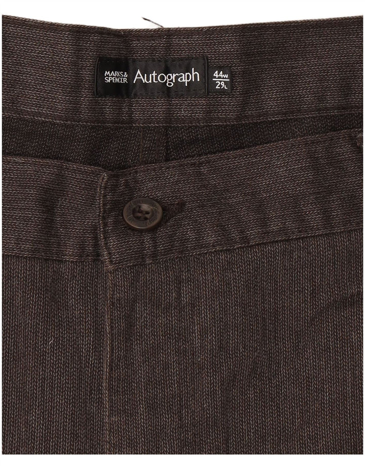 Marks & Spencer Pantalon décontracté autographe pour homme W44 L29 Marron à chevrons