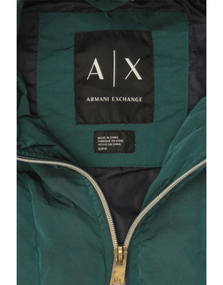 Armani Exchange Veste matelassée surdimensionnée à capuche pour femme UK 10 Small Vert