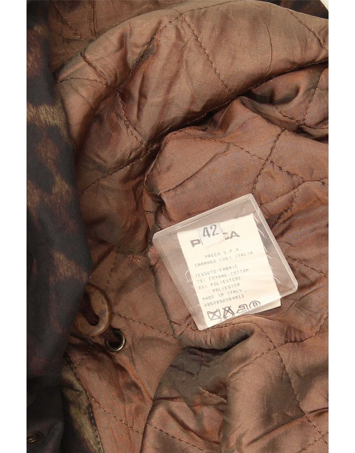 Preca Manteau croisé surdimensionné pour femme IT 42 Marron moyen imprimé animal