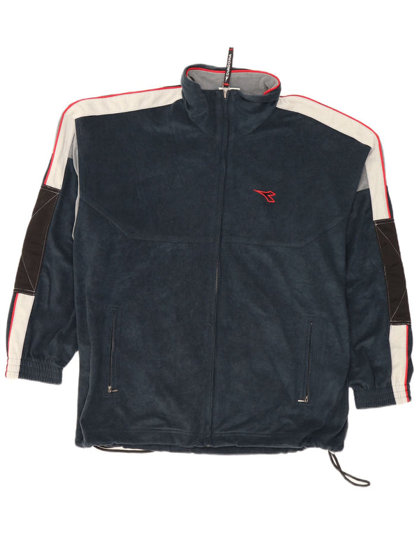Diadora Veste de survêtement pour homme UK 42 Large Bleu marine Colourblock