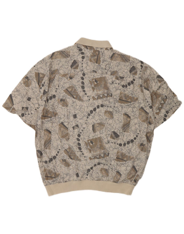 Malagrida Homme Motif Abstrait Manches Courtes Pull Chemise XL Gris Viscose