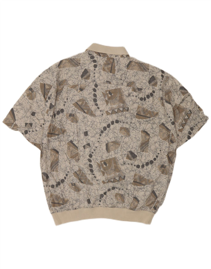 Malagrida Homme Motif Abstrait Manches Courtes Pull Chemise XL Gris Viscose