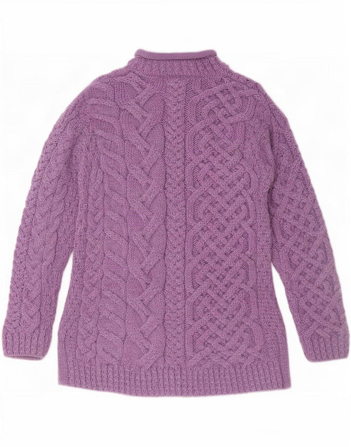 Aran Wollen Mills Pull col roulé pour femme UK 14 Violet moyen