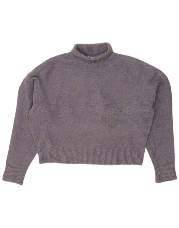 Zara Pull court surdimensionné à col roulé pour femme UK 14 Bleu moyen