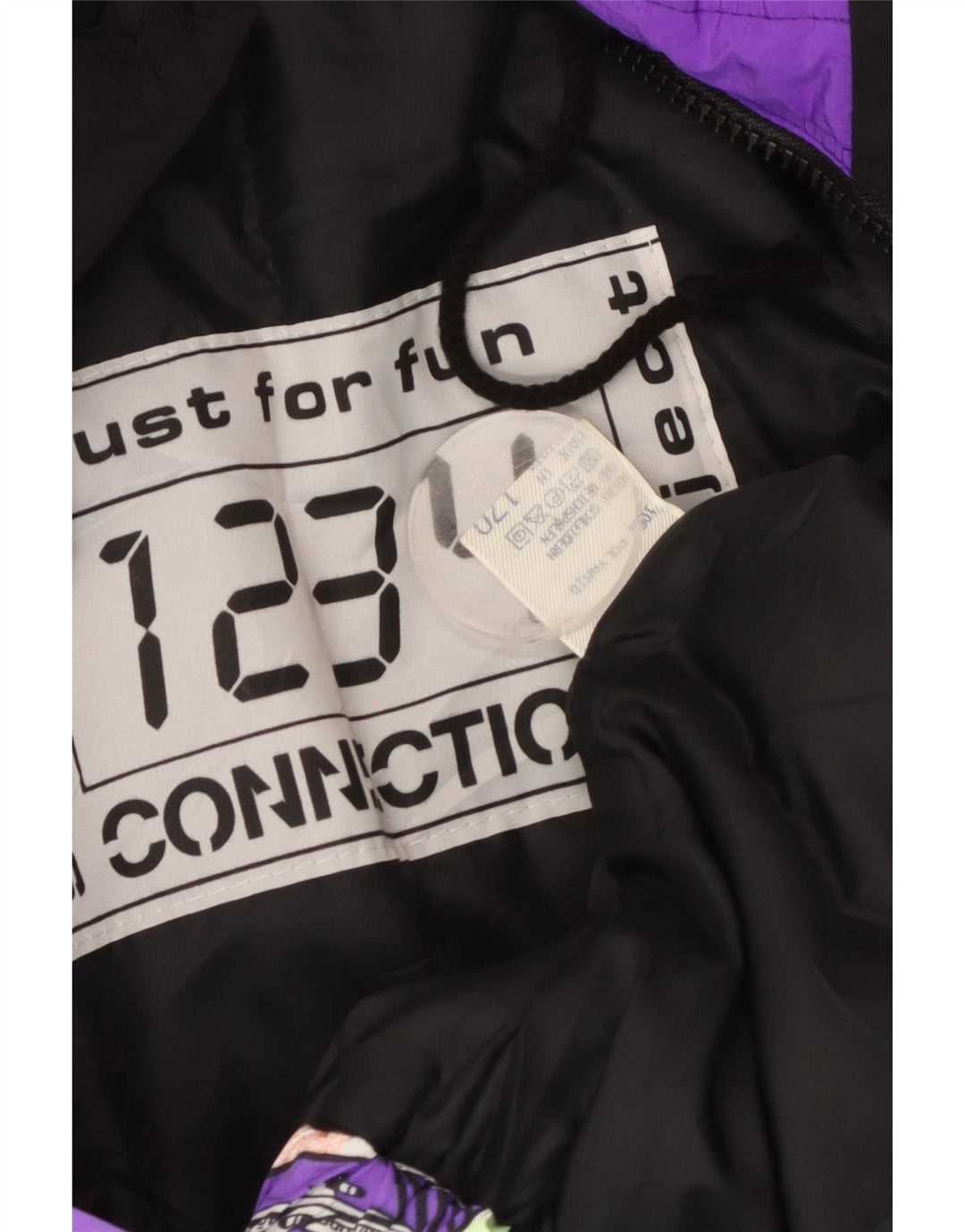 veste de ski à capuche graphique homme vintage UK 40 grand polyamide multicolore