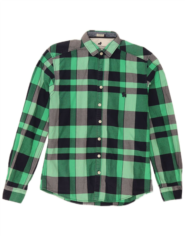 Jack & Jones Chemise en flanelle pour homme en coton à petits carreaux verts