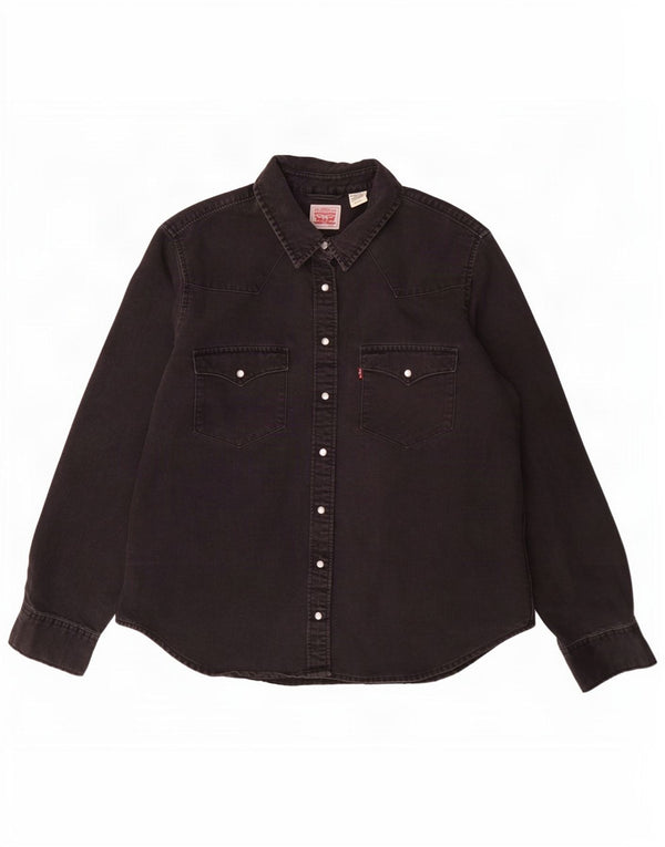 Levi's Chemise en Jean Femme UK 18 XL Noir Coton