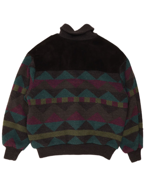 Angelo Litrico Cardigan Homme Pull IT 56/58 XL Noir Géométrique Acrylique