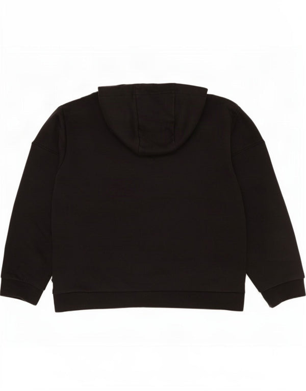 Emporio Armani Pull à capuche graphique pour femme UK 14 Coton noir moyen