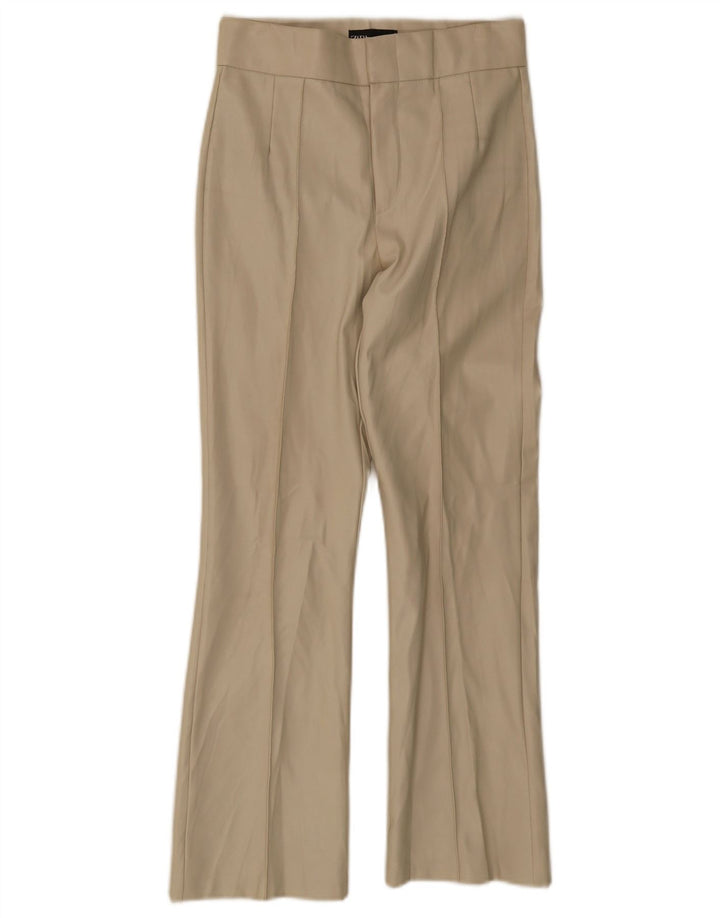 Pantalon décontracté droit femme Zara Petit W26 L26 Beige Polyester