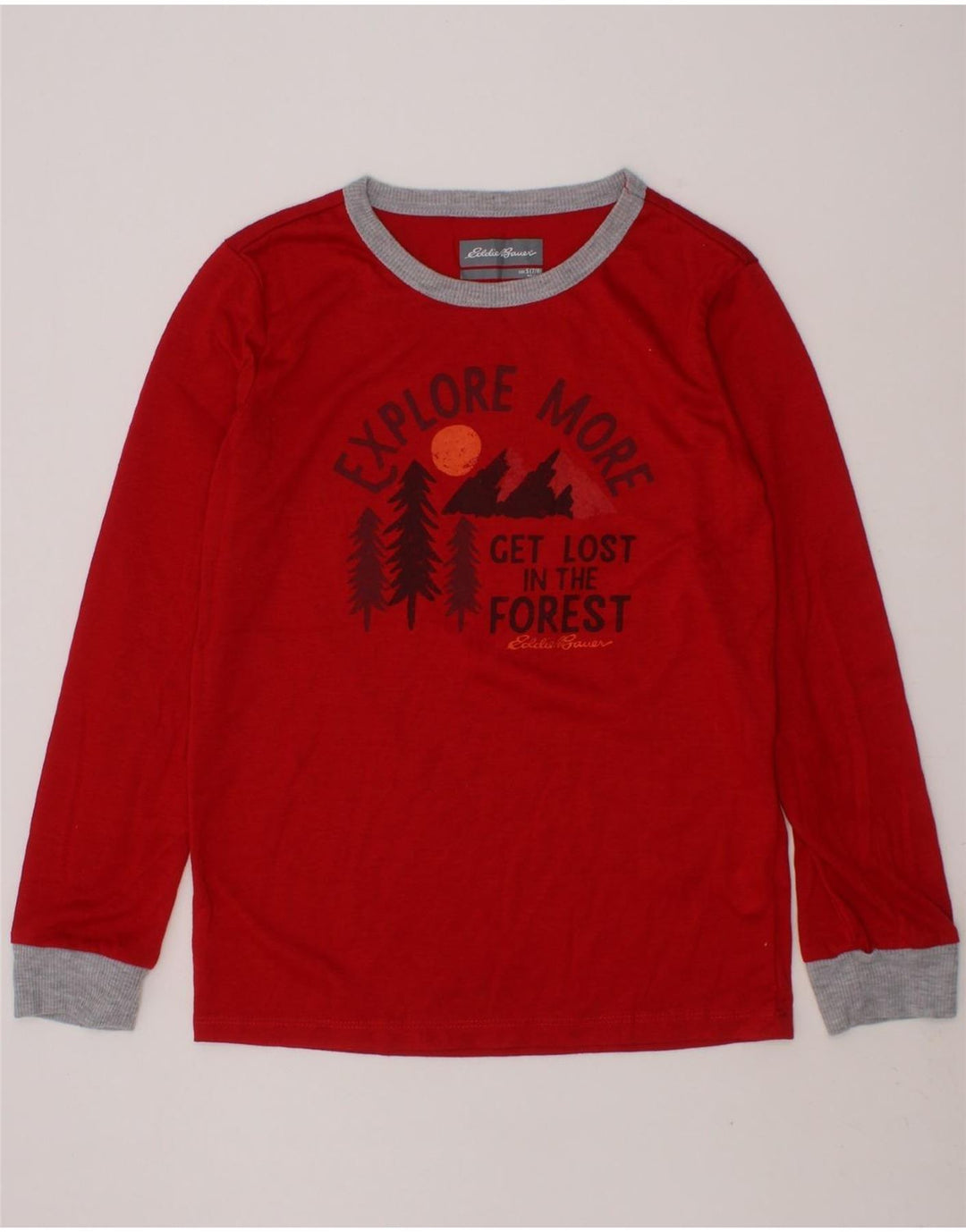 EDDIE BAUER Boys Graphic Top Long Sleeve 7-8 Years Small Red Polyester Vintage Eddie Bauer and Second-Hand Eddie Bauer from Messina Hembry 