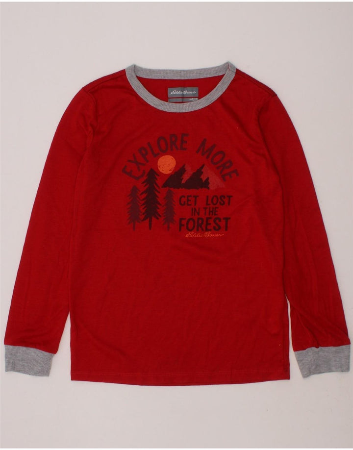 EDDIE BAUER Boys Graphic Top Long Sleeve 7-8 Years Small Red Polyester Vintage Eddie Bauer and Second-Hand Eddie Bauer from Messina Hembry 