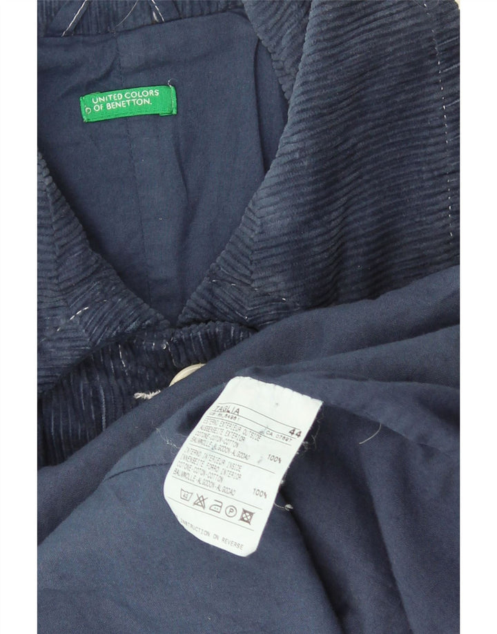 Benetton Manteau En Velours Côtelé Femme IT 44 Coton Bleu Marine Moyen