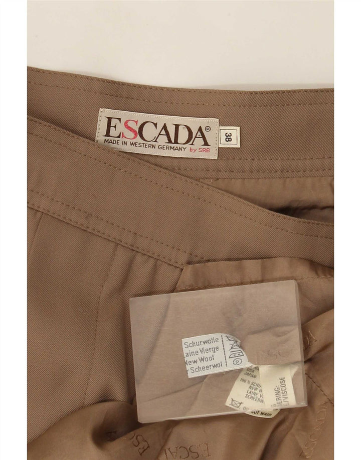 Escada Jupe mi-longue portefeuille pour femme EU 38 Medium W28 Marron Laine vierge