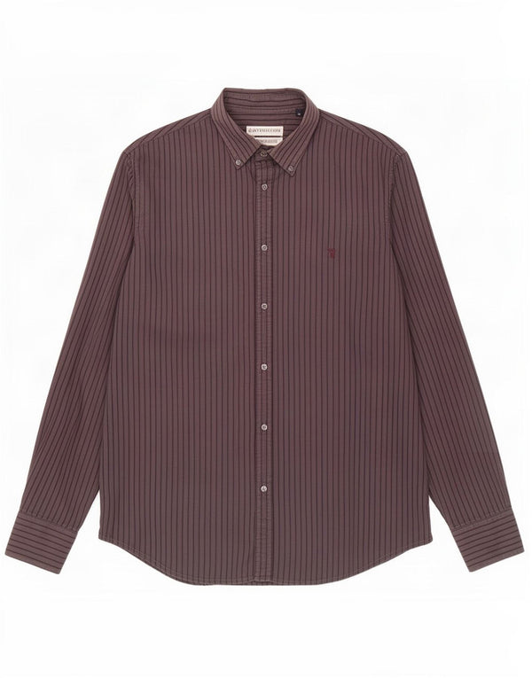 Trussardi Chemise Homme Taille 42 Grand Gris Rayé Coton Classique