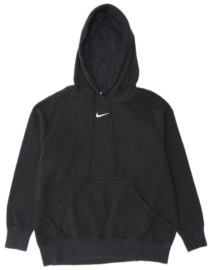NIKE Pull à capuche surdimensionné pour femme UK 10 Petit coton noir