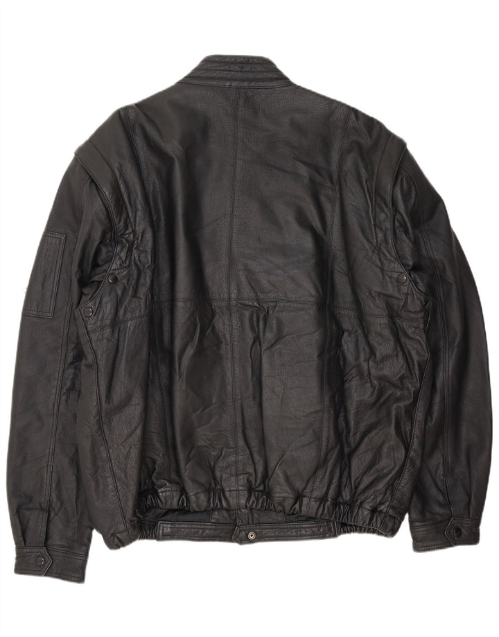 C&A Blouson Bomber en Cuir Homme EU 58 XL Noir