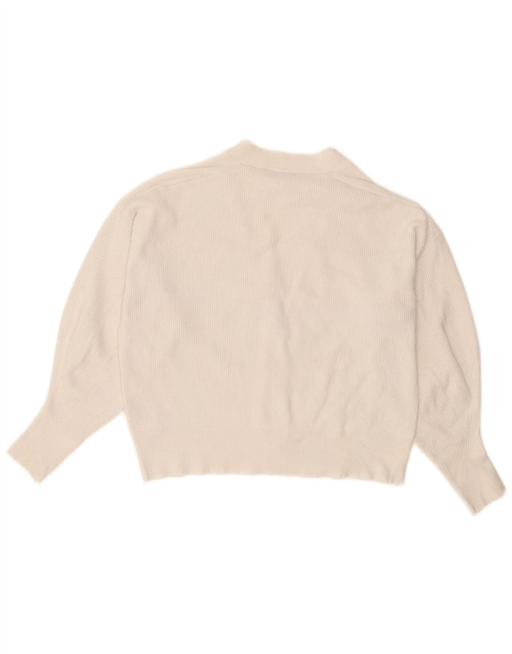 Zara Womens Crop Oversize Cardigan Pull UK 10 Petite Viscose Blanche