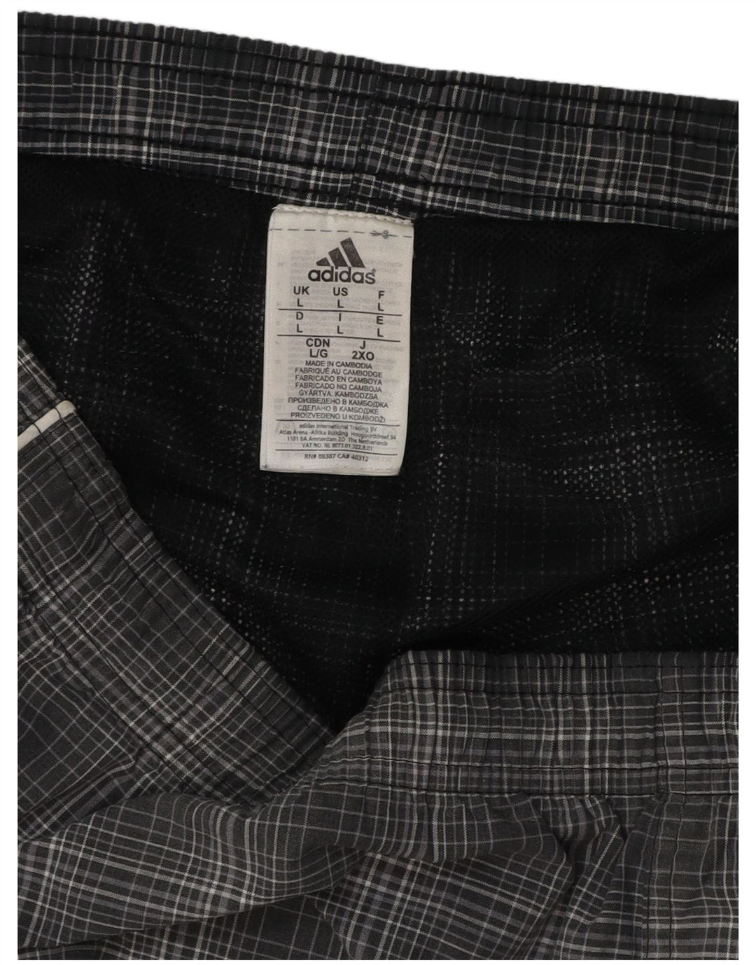 ADIDAS Short de bain homme grand gris carreaux polyester