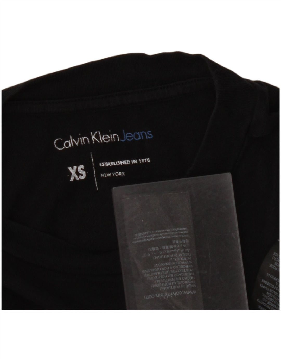 CALVIN KLEIN JEANS T-shirt court graphique pour femme UK 6 XS Coton noir
