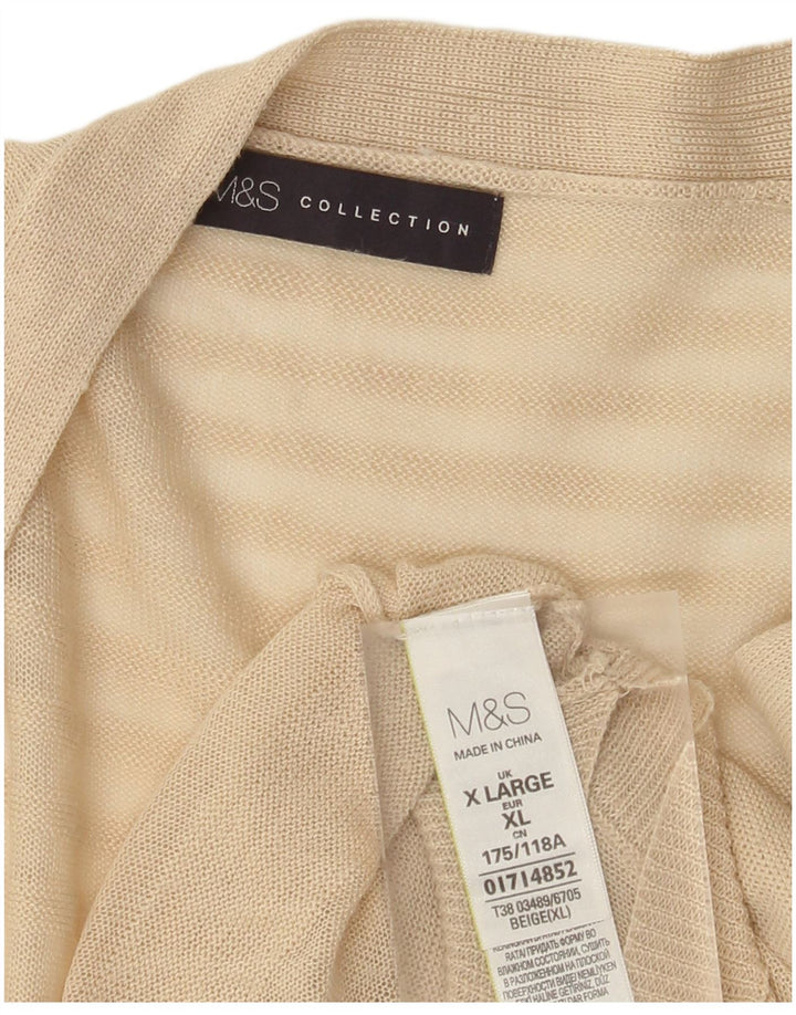 MARKS & SPENCER Cardigan surdimensionné pour femme UK 18 XL Beige rayé
