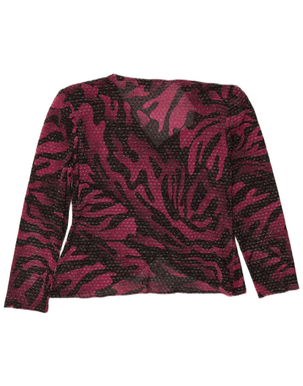 vintage Femme Manches Longues Blouse Top IT 46 Grand Imprimé Animal Violet