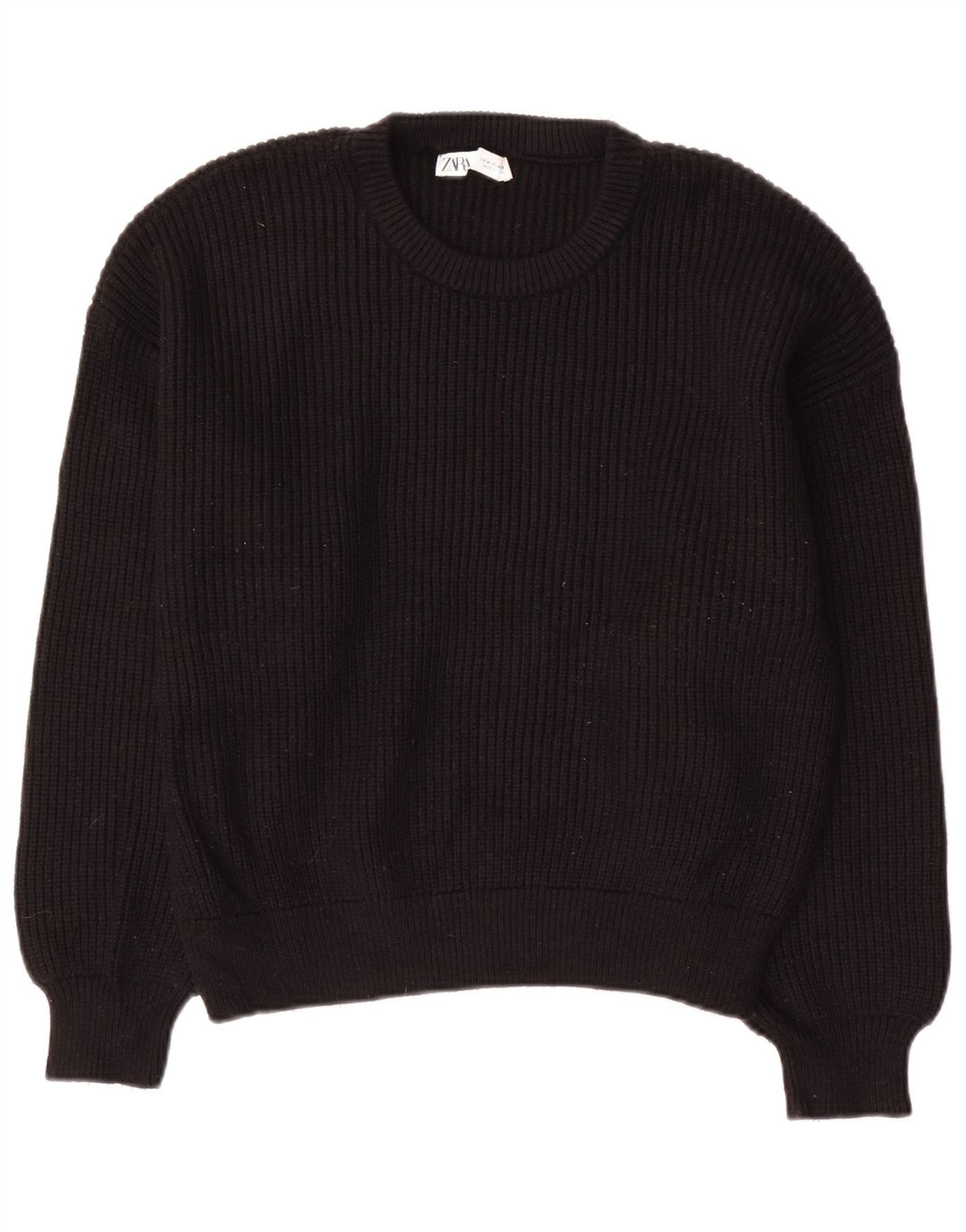 Zara Pull ras du cou pour femme UK 14 Medium Noir Viscose