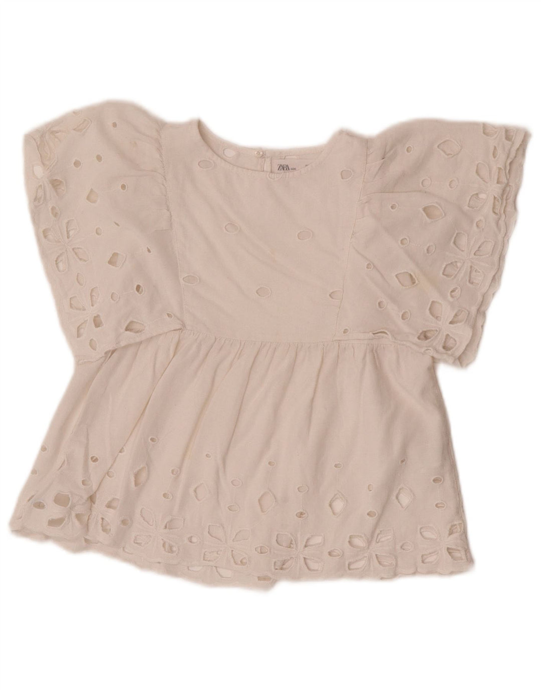 Zara Blouse Fille 6-7 ans Blanc Coton