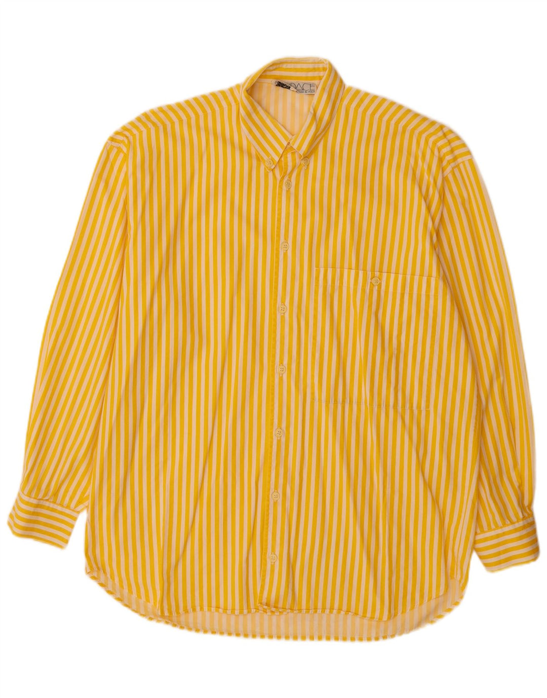 VINTAGE Chemise Homme IT 48 Rayé Jaune Moyen