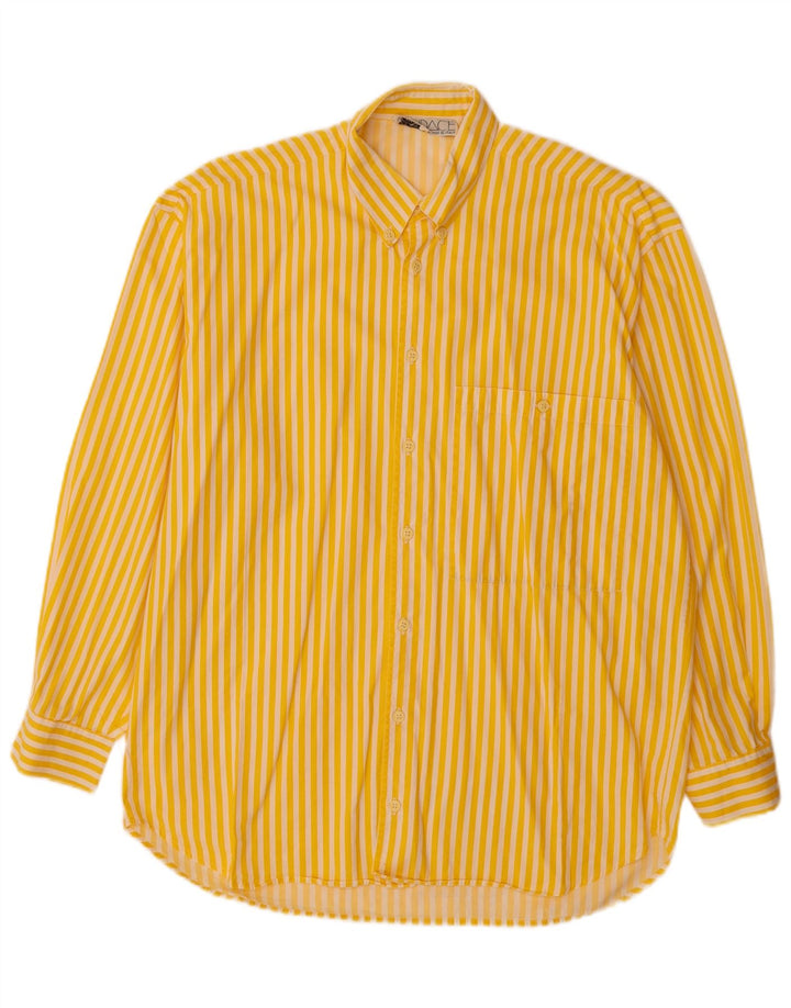 VINTAGE Chemise Homme IT 48 Rayé Jaune Moyen
