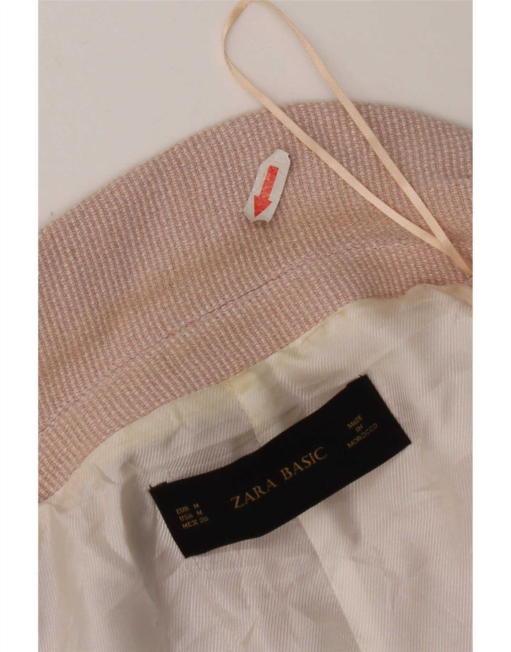 Zara Veste blazer ouverte à manches 3/4 pour femme UK 14 Viscose rose moyen