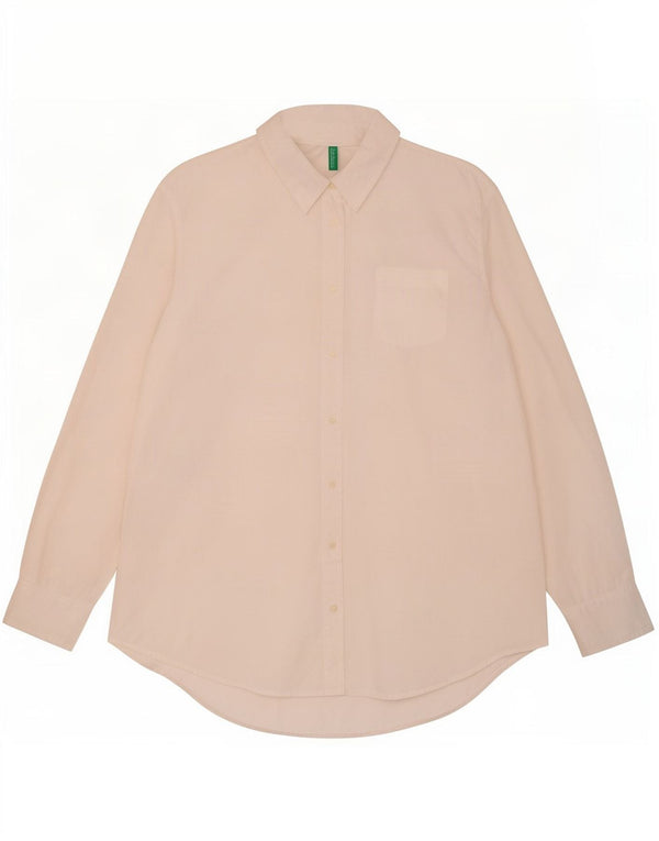 Benetton Surchemise Femme UK 14 Coton Blanc Moyen