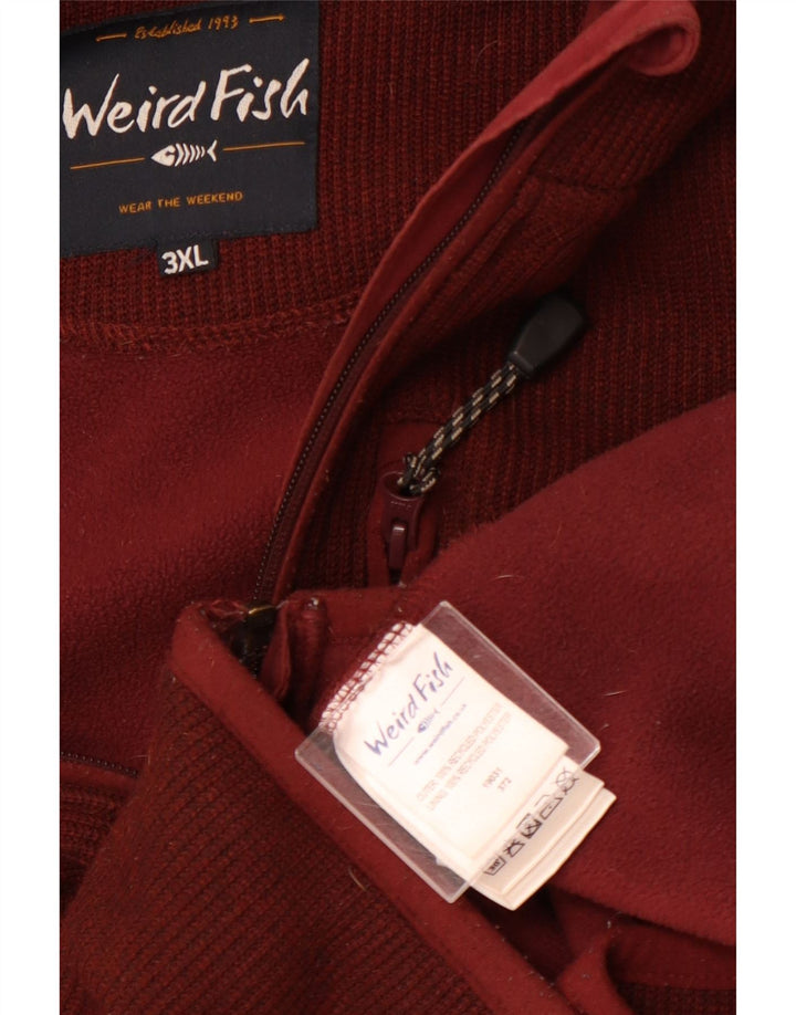 WEIRD FISH Pull à capuche zippé pour homme 3XL en polyester marron