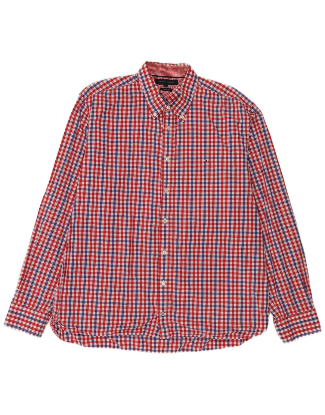 Tommy Hilfiger Chemise sur mesure pour homme XL en coton vichy rouge