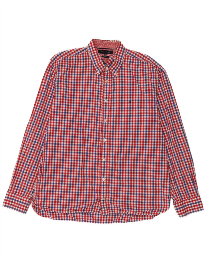Tommy Hilfiger Chemise sur mesure pour homme XL en coton vichy rouge