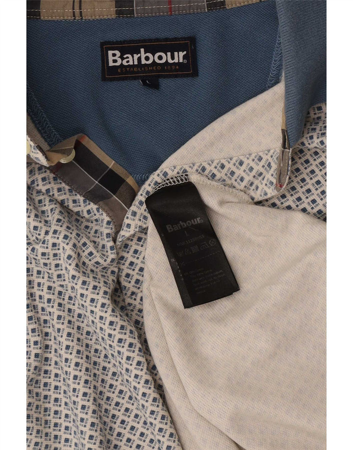 Barbour Polo Homme Grand Bleu Géométrique Coton