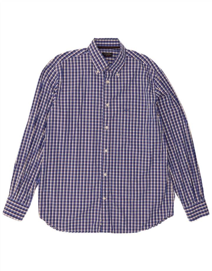 Paul & Shark Chemise Homme Taille 42 Grand Coton à Carreaux Bleu