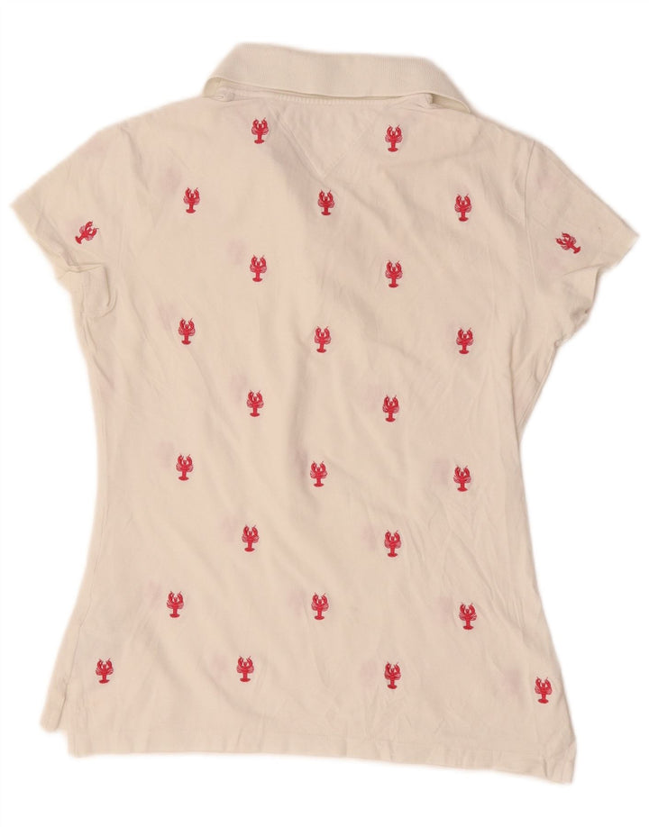 Tommy Hilfiger Polo à motif abstrait pour femme UK 12 Coton blanc moyen
