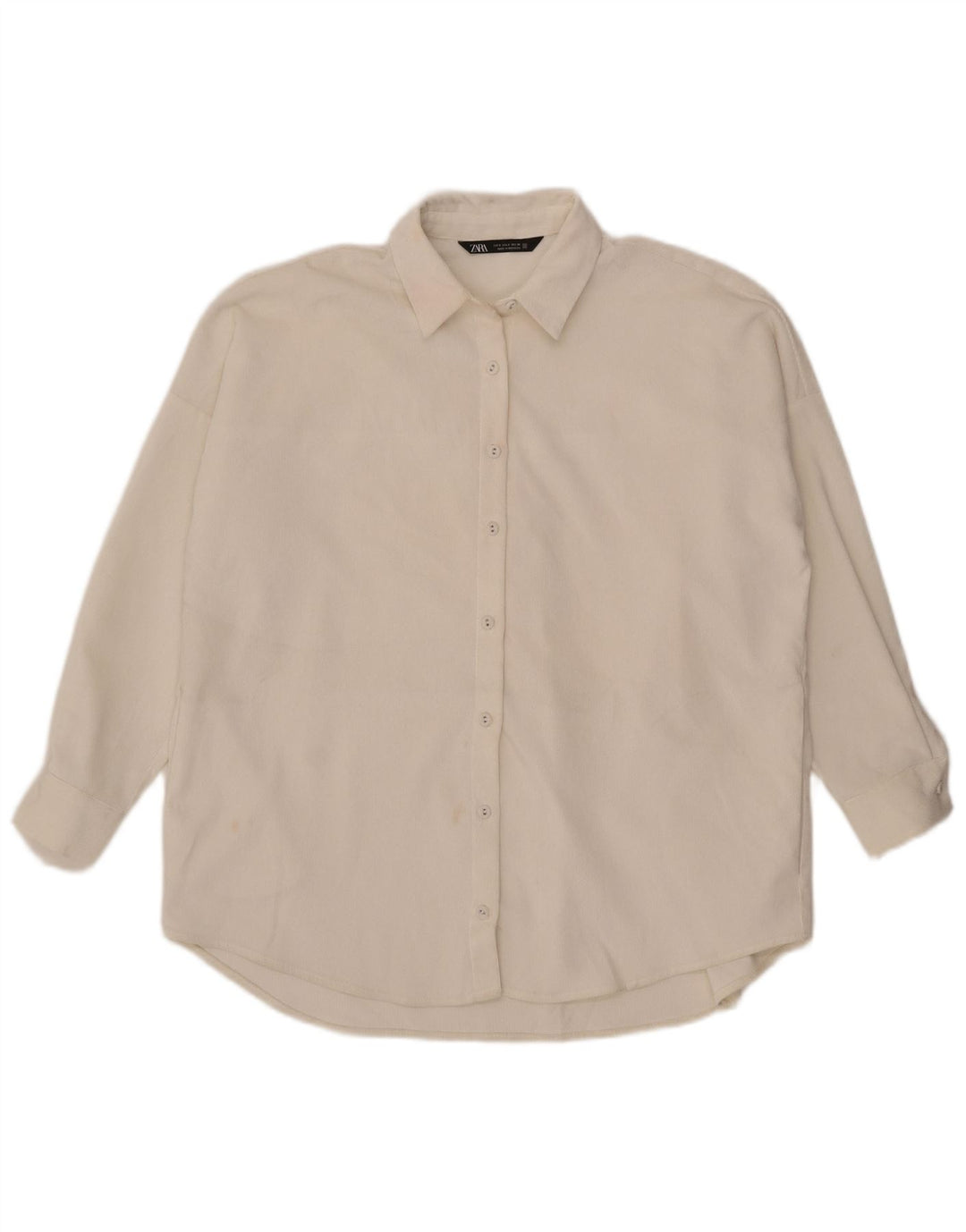 Zara Chemise surdimensionnée en velours côtelé pour femme UK 10 Petit polyester blanc