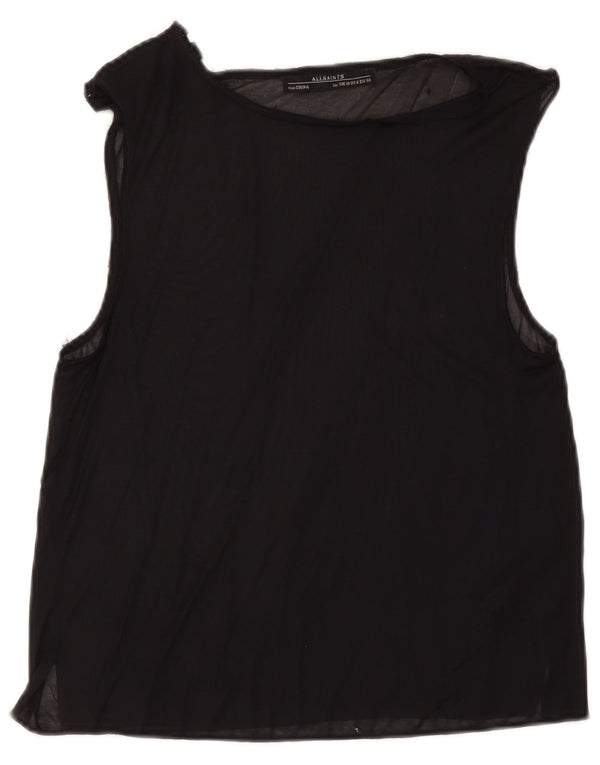 All Saints Femme Blouse Sans Manches Top UK 10 Petit Acétate Noir
