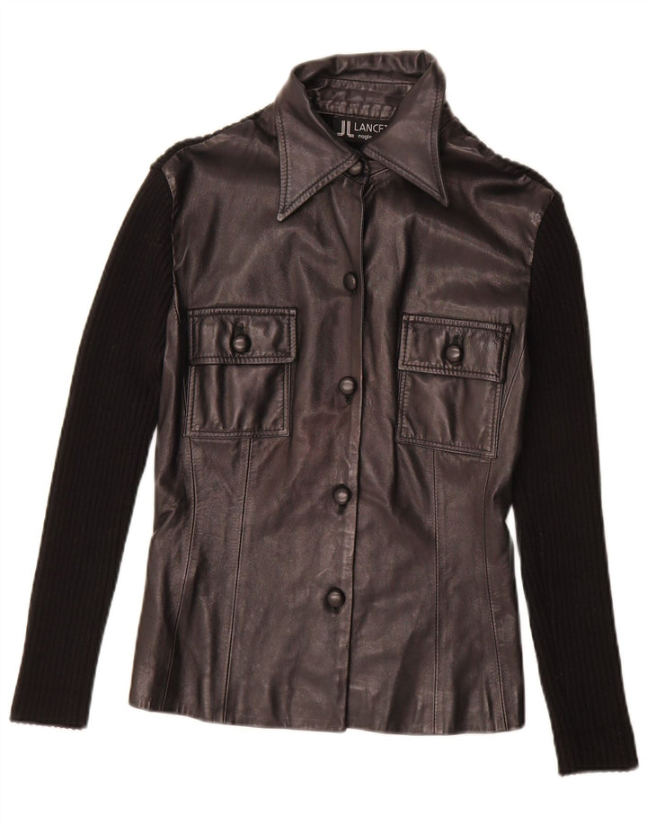 Lancetti Veste en Cuir Femme IT 42 Cuir Noir Moyen
