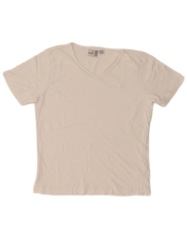 Puma T-shirt pour femme UK 14 Medium Blanc Coton