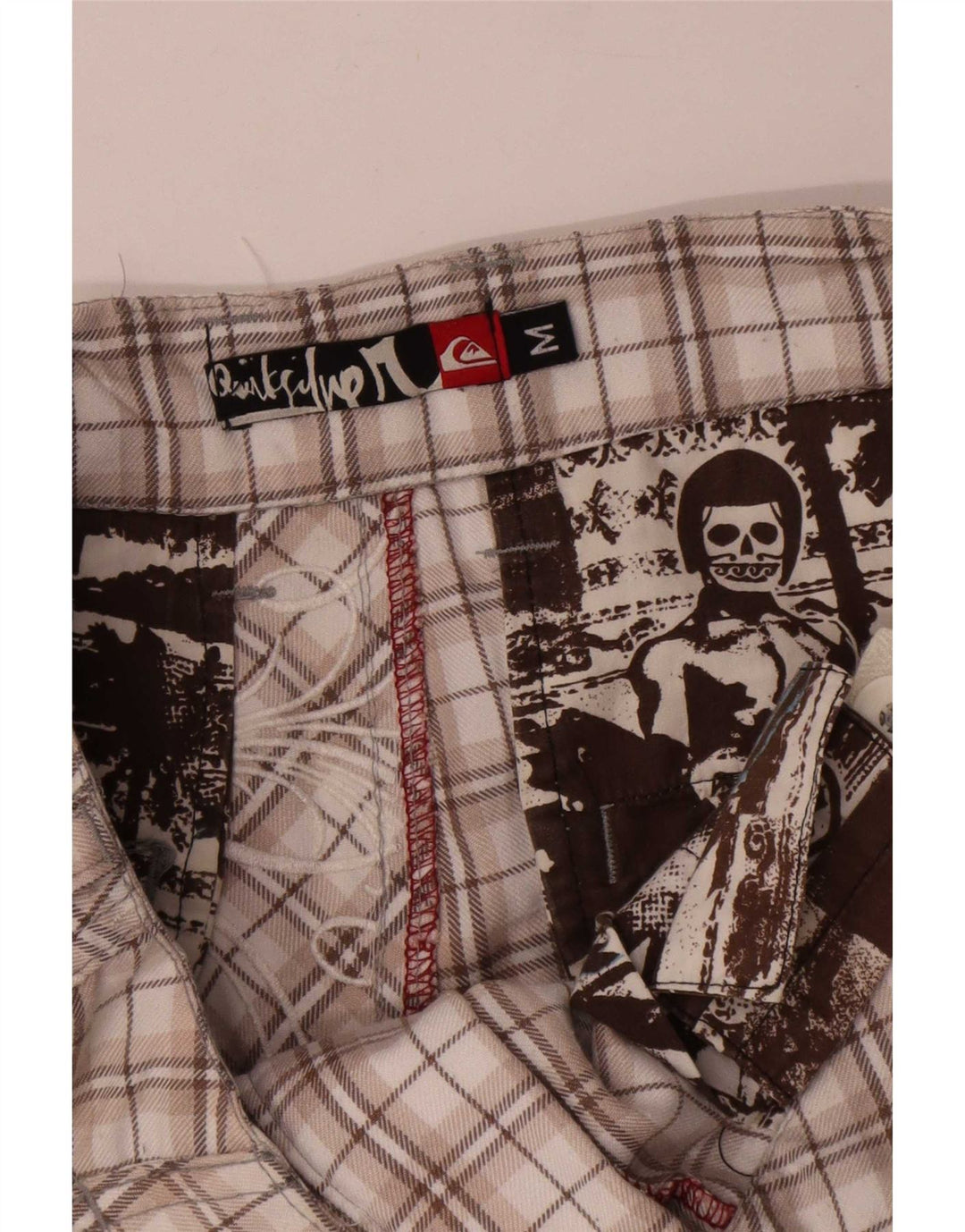 Quiksilver Short Chino Graphique Homme Moyen W32 Beige à Carreaux Polyester
