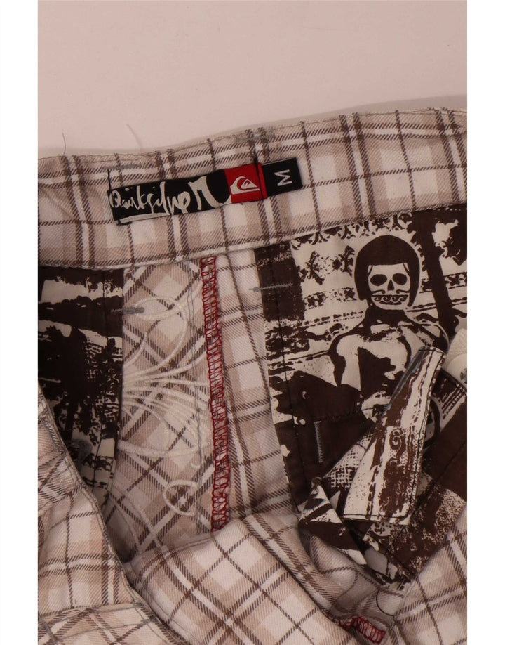 Quiksilver Short Chino Graphique Homme Moyen W32 Beige à Carreaux Polyester
