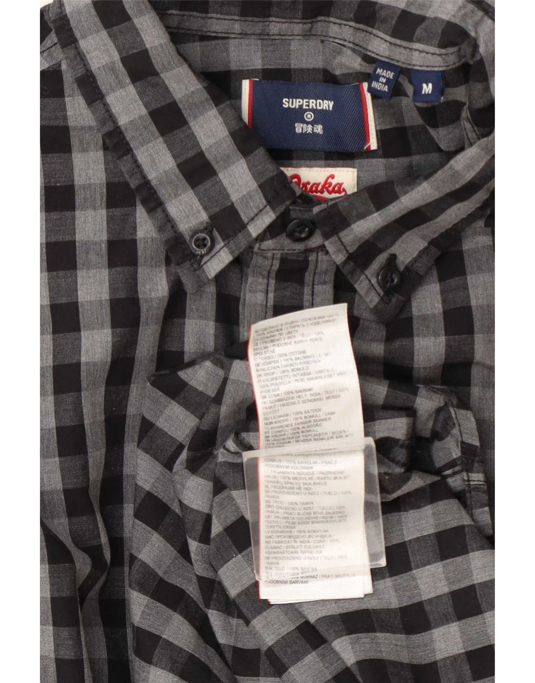 Superdry Chemise Osaka Homme Gris Moyen Vichy Coton