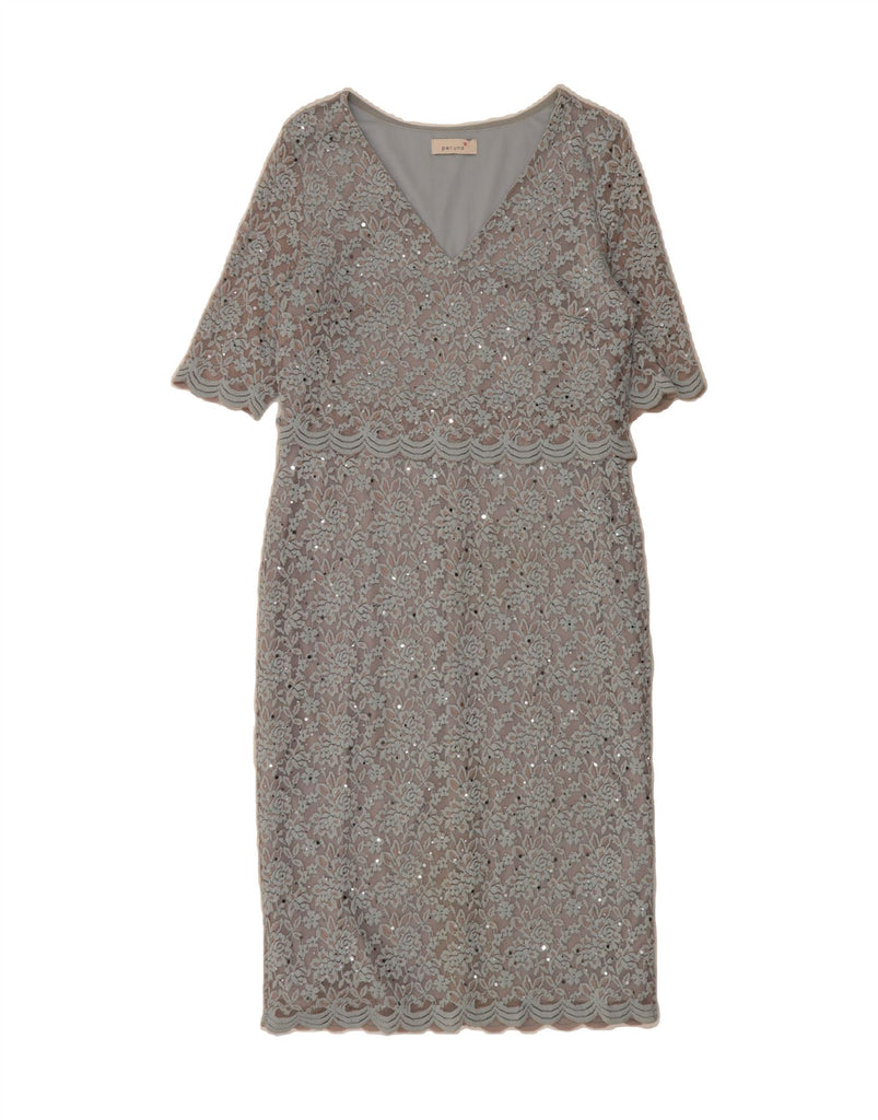 PER UNA Womens Shift Dress UK 14 Medium Grey Floral Polyester Vintage Per Una and Second-Hand Per Una from Messina Hembry 